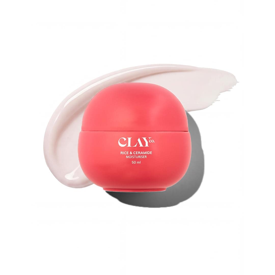 Clayco Rice & Ceramide Moisturizer | Intense Hydration & Skin Barrier Repair | With Rice Extract, Multi-Ceramide Complex, Hyaluronic Acid, Vitamin B12, Aloe & Ginseng | Lightweight, Fast Absorbing & Brightening Face Cream for All Skin Types | 50ml