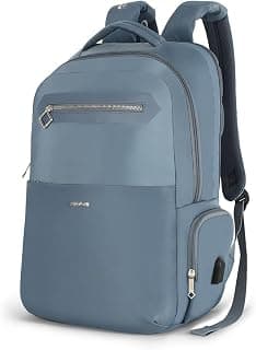 American Tourister Jit+ 2.0 Style 02 | 28L Backpack | 17" Laptop Bag | 2 Compartments | Smart College & Office Backpack for Men and Women | USB Charging Port, Rain Cover & Smart Sleeve | Mirage Blue | 1 Year Global Warranty