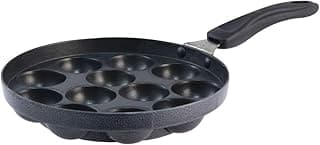 Wonderchef Non-Stick Appa Kara Cookware with 12 cavities | Appam PatraPaniyarakkal | Paniyaram | Appam Pan | Pan Cake Maker | Ponganal Maker | Kuzhi Paniyaram | Paddu Tawa | Cool Touch Bakelite Handle | Pure Grade Aluminium | PFOA Free | 1 Year Warranty | Black