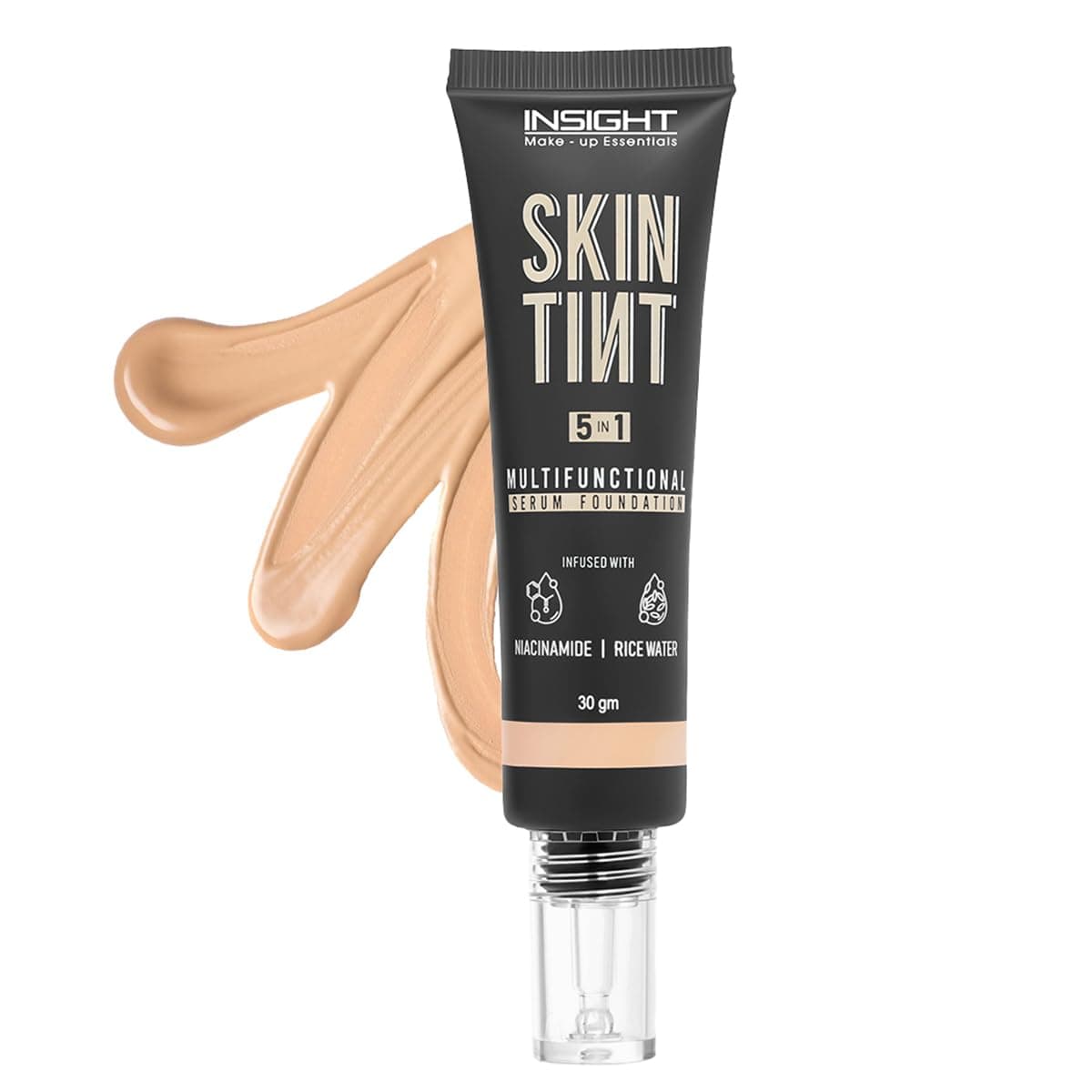 INSIGHT Skin Tint 5-in-1 Serum Foundation (30g) | SPF 20 PA++++ | Lightweight, Hydrating & Brightening with Niacinamide & Rice Water | Primer, Moisturizer & Sunscreen in One | For All Skin Types - Shade: Latte Please !