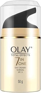 Olay Total Effects Day Cream |with Vitamin B5, Niacinamide, Green Tea, SPF 15 |Fights 7 signs of ageing for glowing, hydrated and younger looking skin with UV protection |Suitable for Normal, Dry, Oily & Combination skin |50 gm