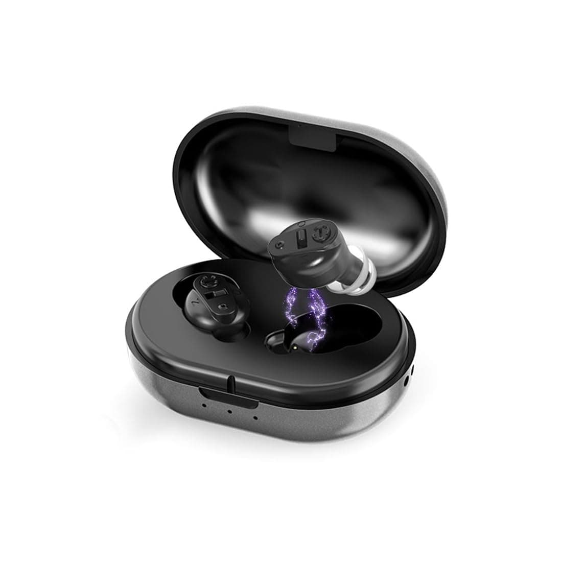Fastwell F14E Invisible Hearing Amplifiers with Noise Cancelling, Rechargeable Hearing Aids for Severe Hearing Loss Adults, Comfort In-The ear Hearing Devices Long Battery Backup((Pair-Black With Black Case)With 1 Year Extended Warranty
