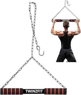 PREMIUM Chinup bar Hanging Pull-Up Bar with Heavy-Duty Chain - Upper Body Workout Equipment for Home Gym, Height Growth Kids & Adult Doorway, or Outdoor Use - Strength Training Bar for Back, Arms, Shoulders, and Core Fitness