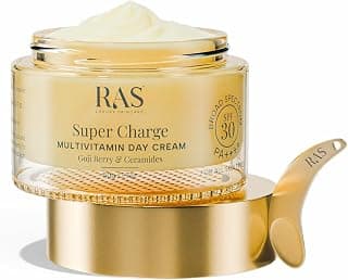 RAS LUXURY OILS Super Charge Day Cream SPF 30 PA++++ with Goji Berry & Ceramides | UVA UVB Protection Face Cream for Women & Men Daily Use | Moisturizer for Glowing Skin, 72Hr Hydration | for Normal, Oily, Dry & Combination Skin