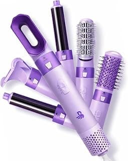 BOMBAE Hairess Pro 5-in-1 Hair Multistyler for Women | 1000W Hot Air Brush with Ionic tech & Curling Styler with Auto Wrap and Bi-directional Curls |Blow Dry, Curl, Smooth & Volumise | 3 Heat Settings | Interchangeable Styling Attachments