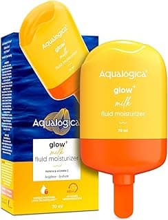 Aqualogica Glow+ Milk Fluid Moisturizer with Papaya & Vitamin C | Lightweight Milk-Like Texture | Brightens Skin | 48-H Deep Moisturization I For Normal To Combination Skin | Non Sticky, Quick Absorbing & Hydrating | 70 ml