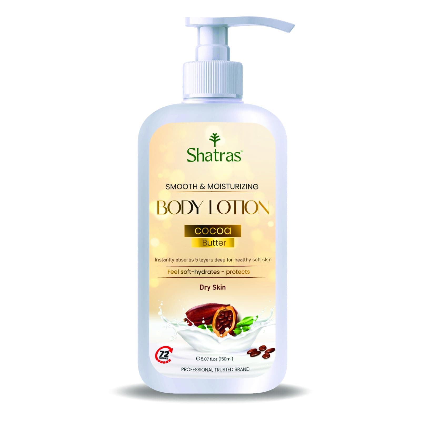 Shatras Rich Intense Cocoa Butter Body Lotion for Face & Body | Suitable for Normal to Dry Skin Gives Brighter Skin | Moisturising Body Lotion for Women & Men | Hydrating & Refreshing | Helps in Dryness Reduction & Softens | Daily Moisturizer for Dry Skin, Gives Non-Greasy, Glowing Skin - 250 ml