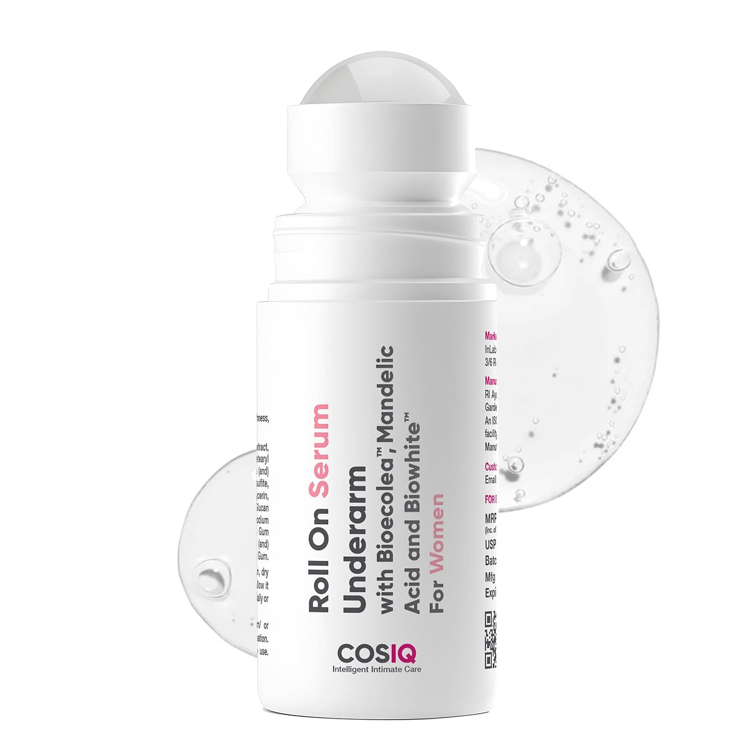 Cos-IQ Brightening Underarm Roll On Serum for Women | With Bioecolea, Mandelic Acid and Bio White | Prevents Body Odour, Brightens Skin & Exfoliates Underarms | Long Lasting deodorant roll on with Fresh Floral Fragrance | Suitable for Sensitive Skin | 40ml