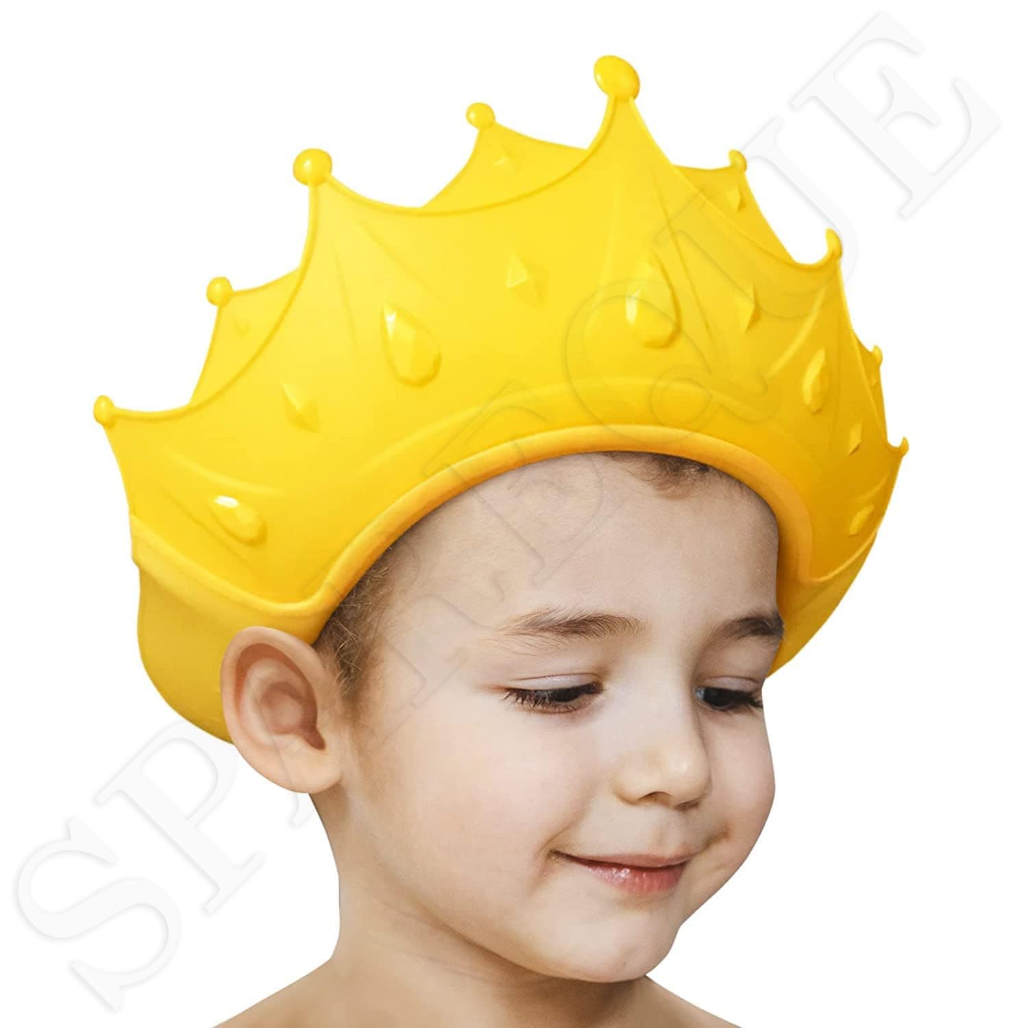SPAREQUE Baby bath Shower Cap,Bath Visor hat for Eye and Ear wash Protection,Adjustable Silicone Bathing Crown Waterproof Shampoo hat for Washing Hair, Shower Bathing Protection Bath Cap for Toddler, Baby, Kids, Children(MULTI COLOUR)