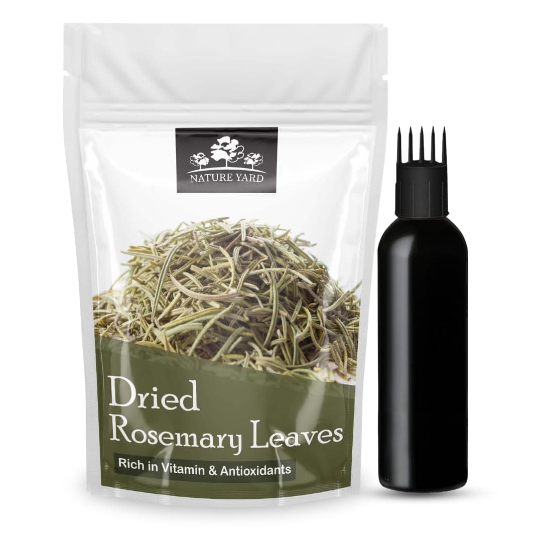 NATURE YARD Pure Rosemary dried leaves for hair growth With Applicator Comb Cap Spray Bottle - 100 Gm - Top grade clean leaves from organic farms - Best for cooking, seasoning, Tea, Helps boosts immune system & Rich in antioxidants