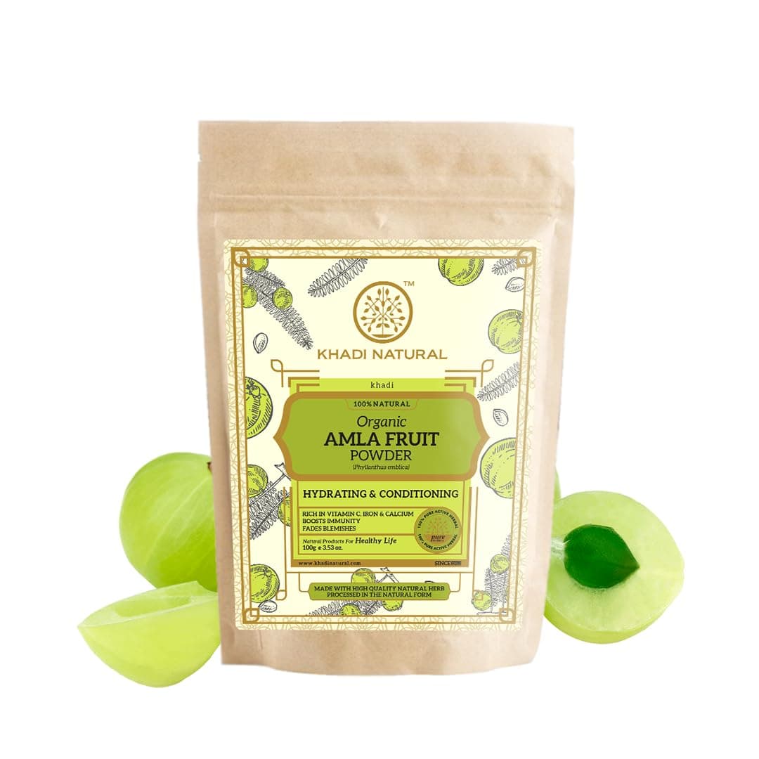 Khadi Natural Amla Fruit Organic Powder | Herbal Powder for Hair Strength & Scalp Care | Helps Improve Hair Texture, Shine & Manageability | Gentle Herbal Hair Care Formula | Suitable for Men & Women | All Hair Types | 100g
