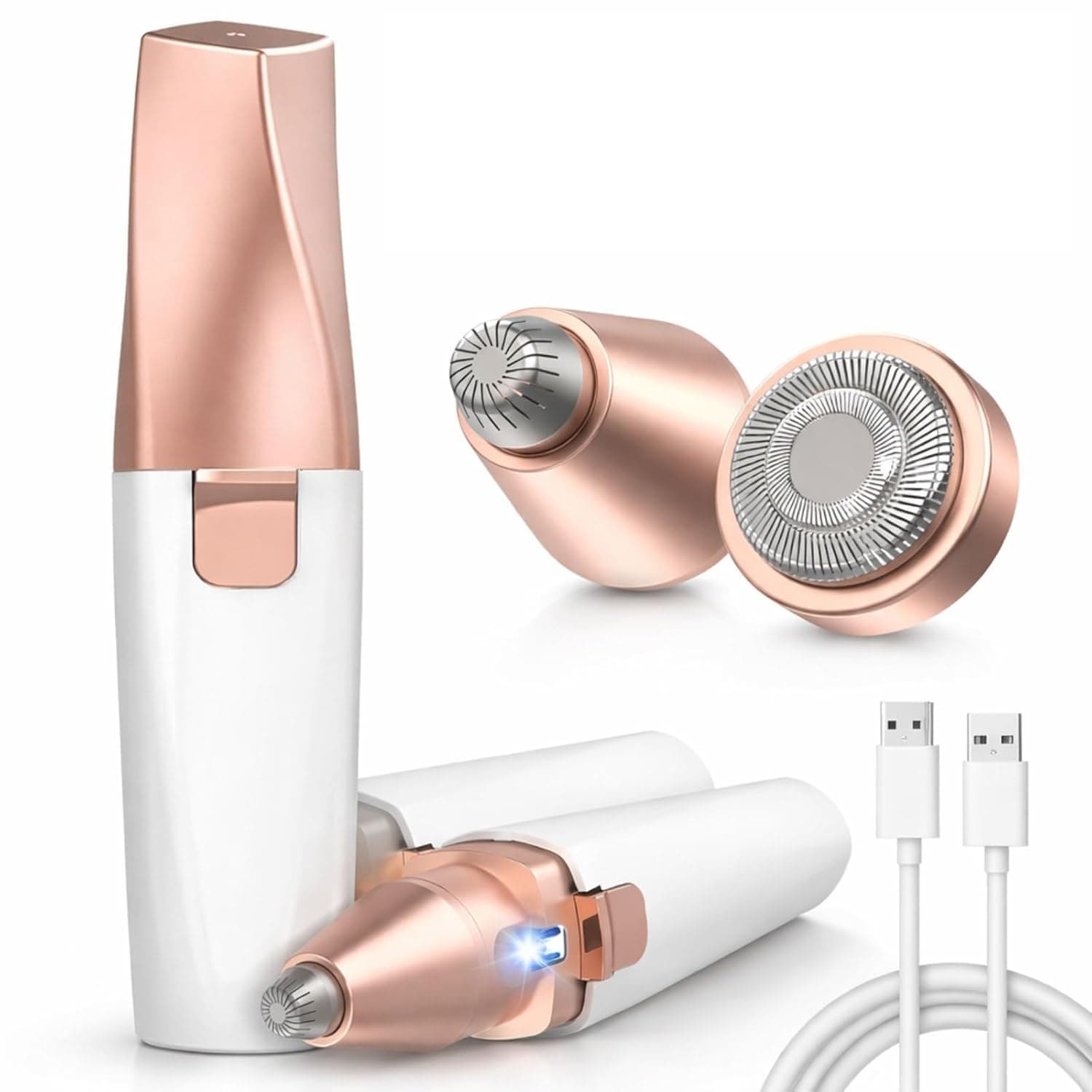 CUVLY 2-in-1 Eyebrow Trimmer for Women Facial Hair Remover Machine ,Eyebrow Trimmer for Women - Facial Hair Removal Machine For WomenFace kit - Face,Upper Lips,Cheek, Chin and Nose Hair Remover Epilator, Usb Rechargeable With Light Hair Removal For Face