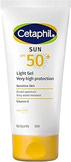 Cetaphil Sun SPF 50 Sunscreen Light Gel 50 ml – Very High Protection SPF 50+ Broad Spectrum UVA/UVB - Lightweight, Non-Sticky Gel - - Water resistant - Fast Absorbing Daily Face Sunscreen for Sensitive Skin - For All Skin Types