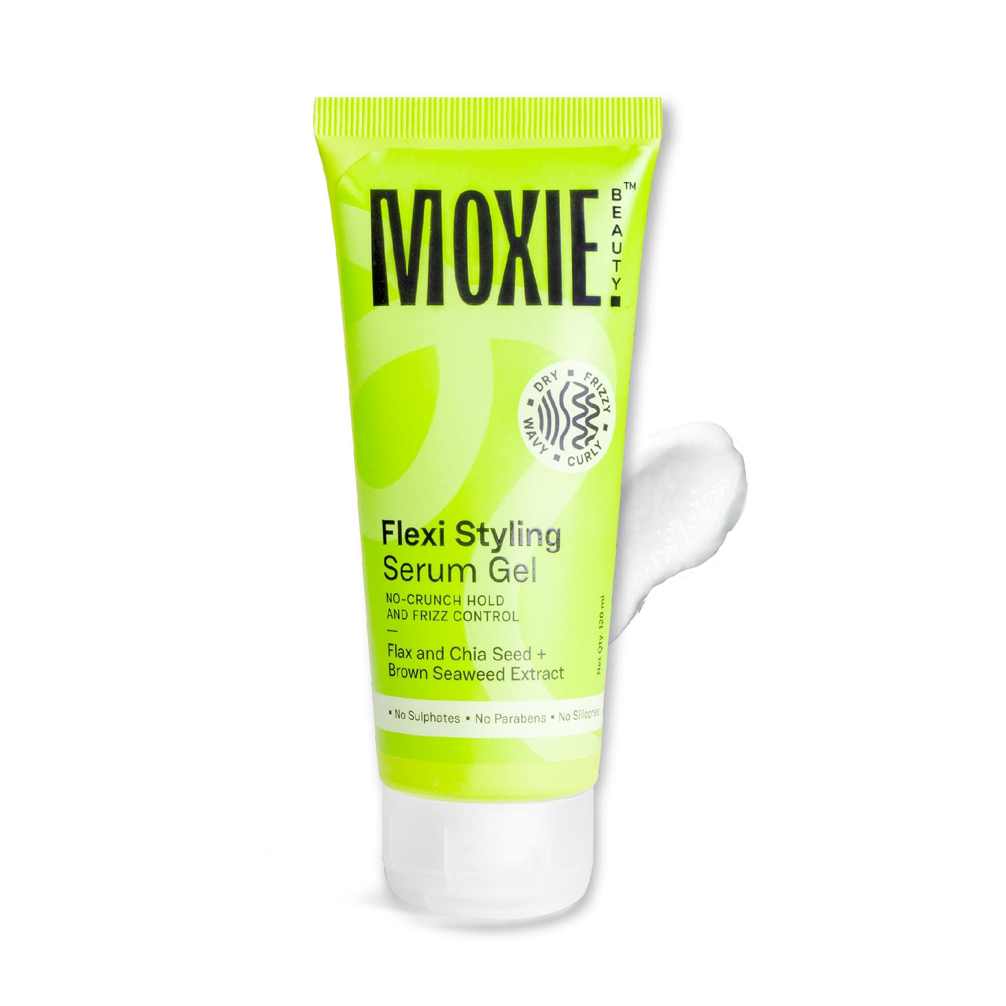 Moxie Beauty Flexi Styling Serum Gel for Women & Men - 120ml | Hair Serum for Frizzy, Wavy & Curly Hair | Frizz Free, Silicone Free Hair Serum with Medium Hold | 94% Users Reported Frizz Reduction | Non-Crunchy, Non-Sticky | Sulphate, Paraben & Silicone Free