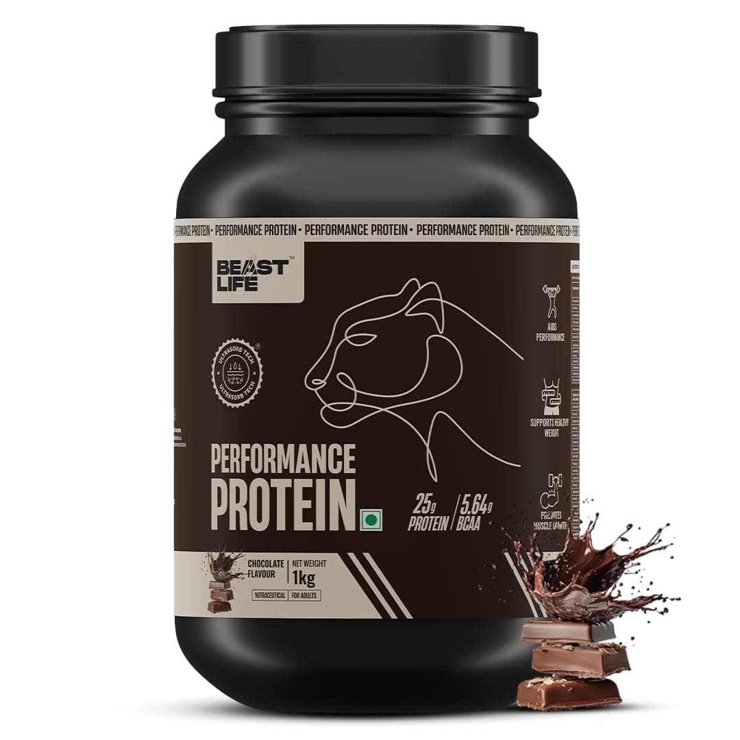 BeastLife Performance Yeast Protein Powder | 25g Protein | Chocolate |NABL Lab Certified | High Absorption for Muscle Growth |Smooth & Light, Easy to Digest with Ultrasorb Tech|5.64g BCAA | Best For Gut | Beta Glucan | Improves Immune Function | 1 Kg