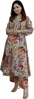 GRECIILOOKS Co ord set for women stylish | Anarkali Kurta-Set – Viscose Printed Kurta & Straight Pant | kurtis| Festive Indian Traditional Outfit Dress for Functions & Puja | Trendy Travel & Streetwear Look for Woman | 3/4 Half Sleeve