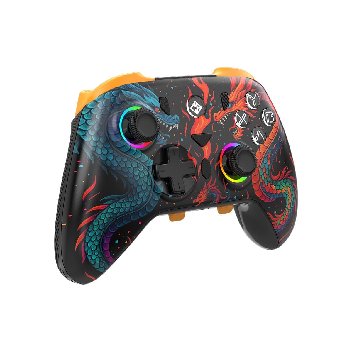 Cosmic Byte Drakon Tri-Mode Controller with Charging Dock, TMR Joysticks, Mechanical Buttons, RGB Lighting, Macro Keys, Trigger Locks, Carrying Case, Interghangeable Top, Gyro, Dual Vibration, PC Software Support (Black)