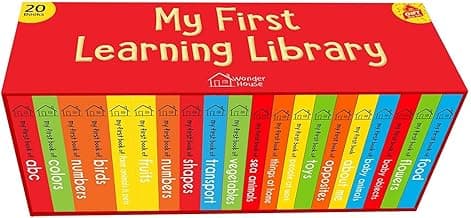 My First Learning Library: Boxset of 20 Board Books for Kids | Includes ABC, Numbers, Shapes, Colors, Wild & Baby Animals, Fruits, Vegetables, Transport, Toys, Opposites, Flowers, Sea Animals, People at Work, Food, About Me & More | Early Learning for Babies, Toddlers & Preschoolers | Ages 0-3 Years | Horizontal Design