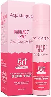 Aqualogica Radiance+ Dewy Gel Sunscreen - 50g | SPF 50+ PA++++ | In-Vivo Tested | New-age Filters | Anti Pollution Factor | For Bright & Radiant Skin | Fragrance-Free & No White Cast | 2% Nia-Hyaluron Complex | Broad Spectrum UVA/B & Blue Light Protection | Lightweight | For Men & Women