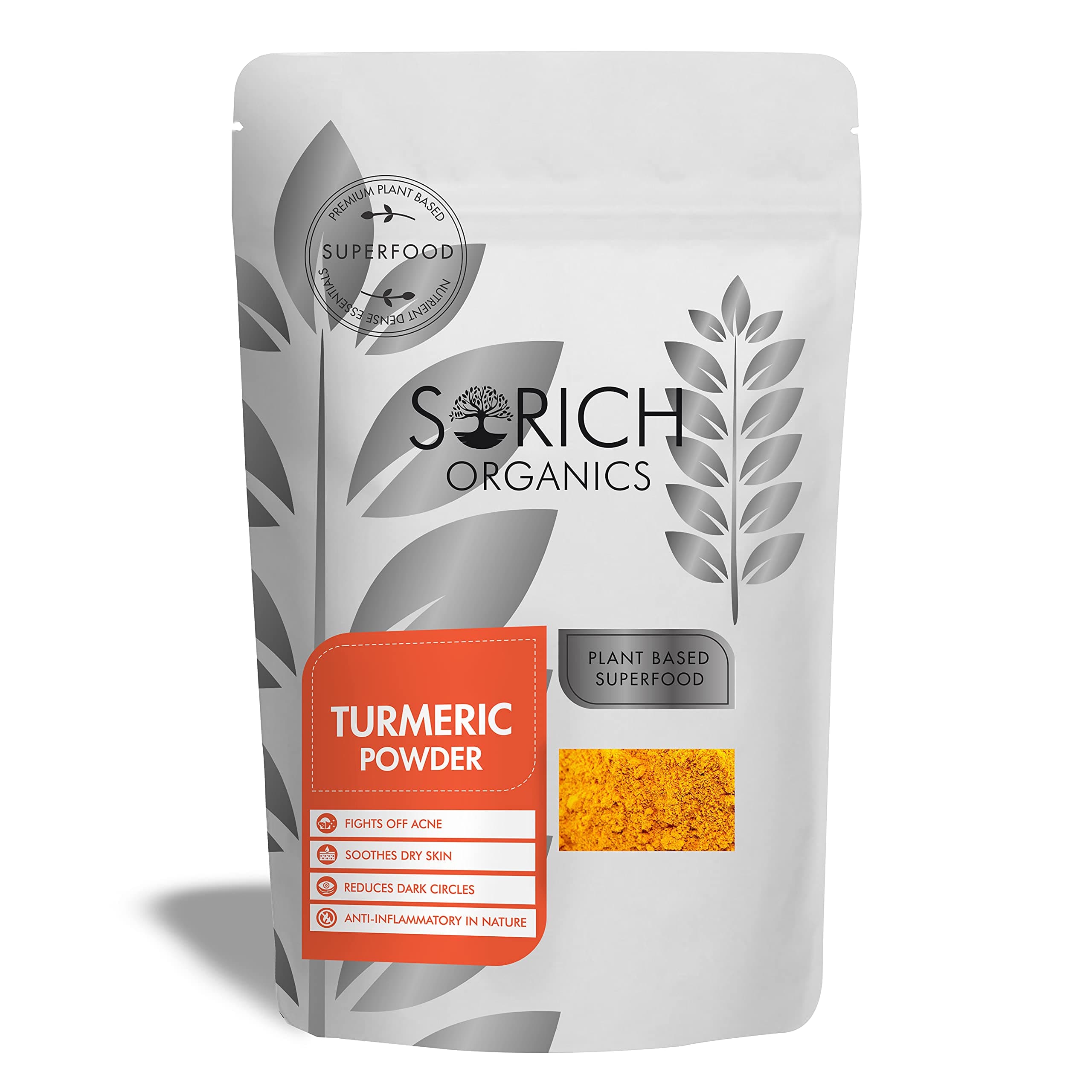 Sorich Organics 100 % Pure and Natural Turmeric Powder - 100 Gm - Curcuma Aromatica | Turmeric Powder for Face | Haldi Powder | Jangli Haldi for Skin Glowing | Haldi Powder for Skin Care | Rich in Antioxidant | May helps in Remove Acne and Tanning