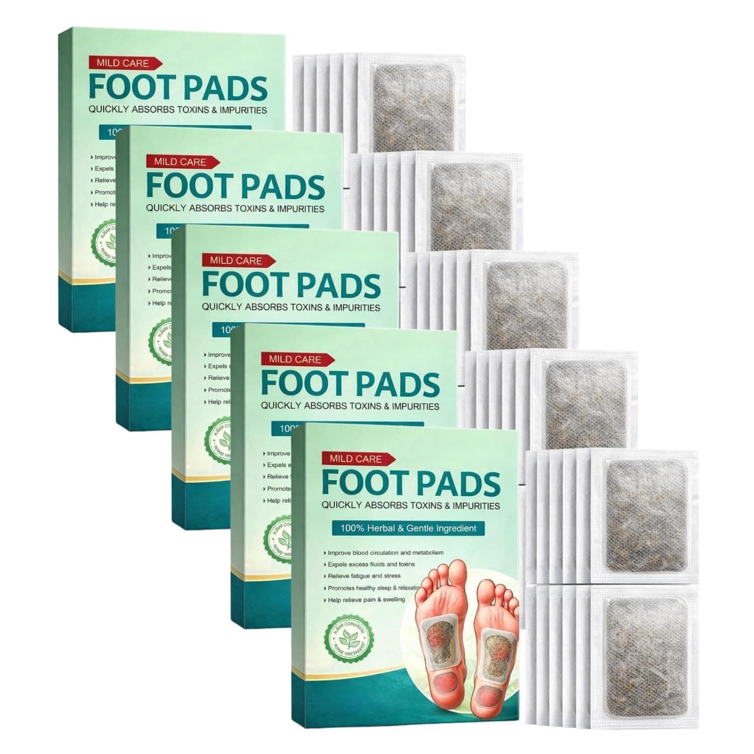 50Pc Detox Foot Pads & Patches | Foot Pads for Weight Loss, Foot Patches Fat Burning | South Moon Footpads | Foot Patch for Detoxification | Ginger Foot Patch | Footpad Detox Remove Toxin & Pain Relief | Mild Care (Pack of 5)