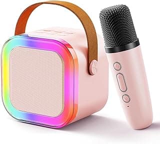 INDIA'S NO.1 Mini Karaoke bluetooth speaker with wireless mic for singing, Wireless Mini Portable Bluetooth Speaker with Microphone & LED Lights, Karaoke Microphone Singing Speaker, Mini & Portable USB Speaker RGB Light