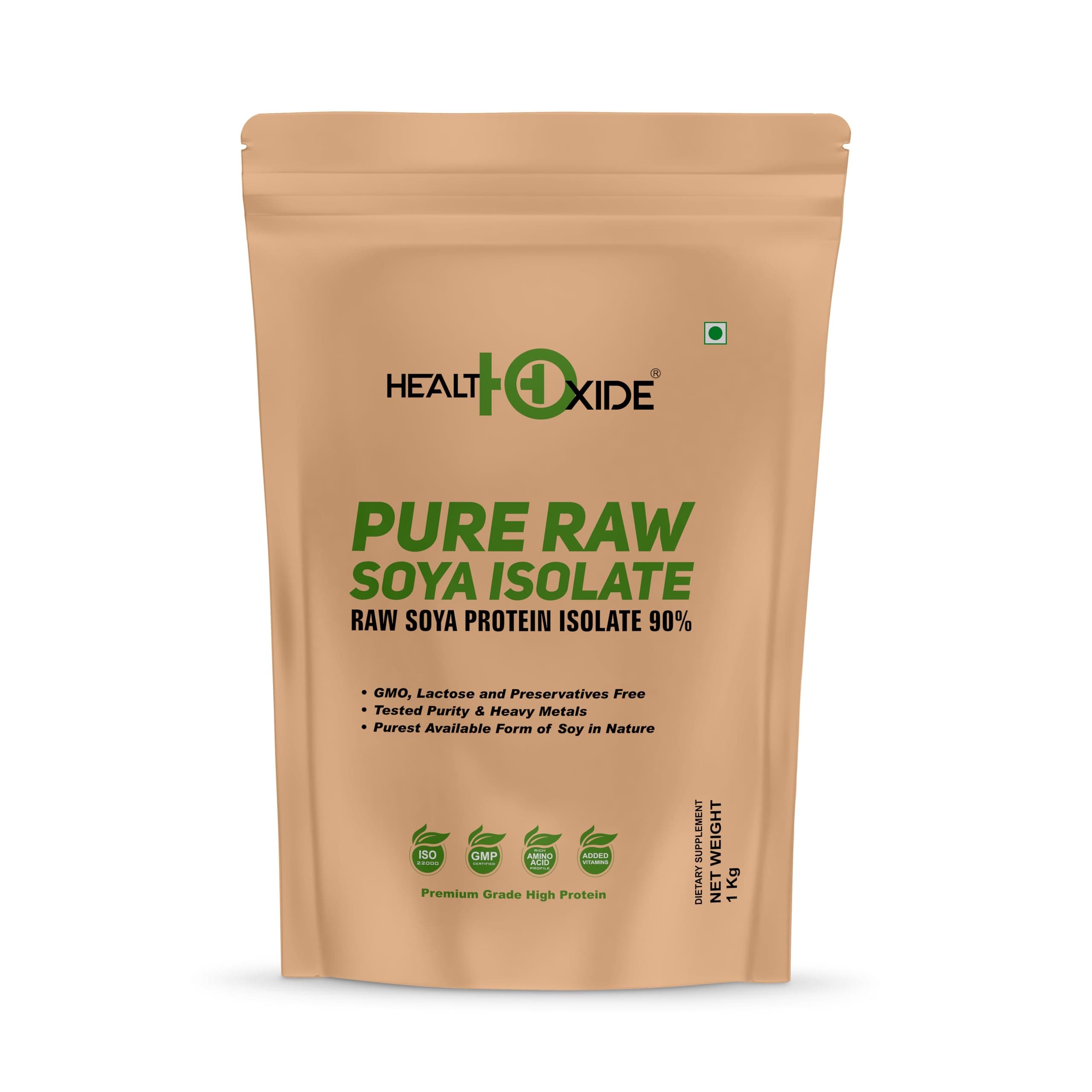 HealthOxide Soya Protein Isolate 90% - Unflavored (1kg) | 100% Plant-Based Vegan Protein Powder | Dairy-Free, Gluten-Free & Lactose-Free | Rich in Amino Acids, Vitamins & Minerals | Supports Muscle Growth, Recovery & Cholesterol Control