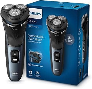 PHILIPS Electric Shaver For Men | Comfortable Clean Shave on Sensitive Skin | Skinprotect Technology | Wet And Dry | 5D Pivot & Flex Heads | Anti-Corrosion System | 5 Min Quick Charge | Pop-Up Trimmer | Waterproof | 2 Year Warranty | S3144/03 , Black