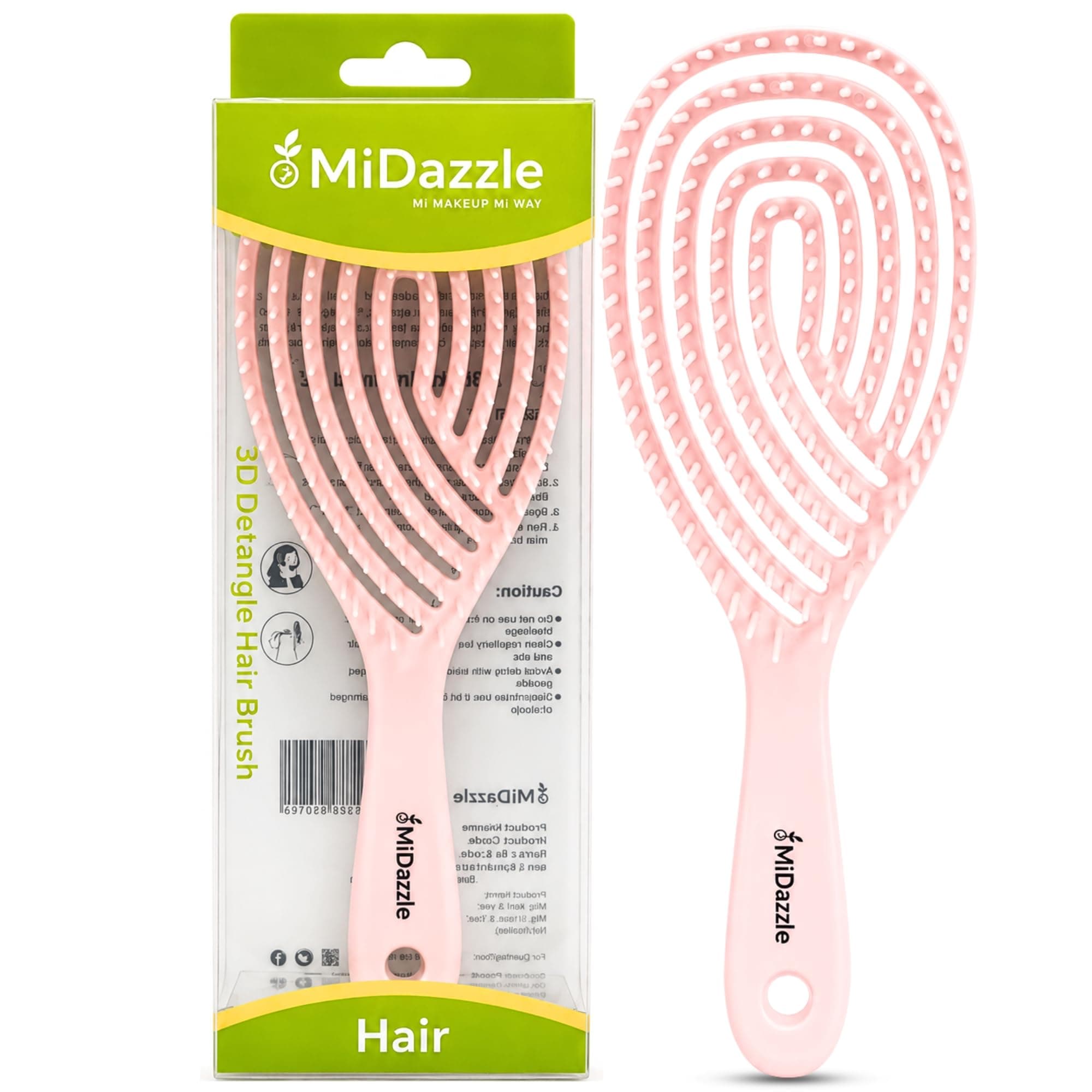 Midazzle Premium 3D Detangling Hair Brush for Women & Men- Anti Hair Fall Comb for Curly, Wavy & Straight Hair | Hair Straightening Brush, Wet & Dry Styling Brush | Scalp Massager, Frizz Control & Tangle Free Grooming Brush (MIHB0014) Assorted