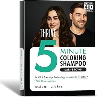 ThriveCo Hair Coloring Shampoo, Dark Brown | 5-Minute Instant Hair Dye Color Shampoo | 100% Coverage for Grey Hair | Ammonia-Free, Long Lasting | Glossy Finish with Hyaplex™ | for Men & Women | Pack of 4 x 20ml (80ml)