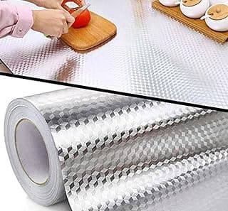 Elton Kitchen Aluminium countertop peel and stick Decorative contact paper Oil-Proof Waterproof , Self Adhesive Kitchen Wallpaper Heat Resistant Stainless Steel Wall Sticker for Walls Drawers, Cabinets, Almirah, Tabletop, Plastic Table, Wooden Table, Wardrobe, Fridge, Renovation Shelves Silver mosaic (30x600cm)