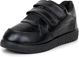ATHCO Unisex-Child Care-V2-Velcroo School Shoes | Soft Cushioned Memory Foam Heel Pad Support | Kid's | Boy's | Girl's | Children |Uniform Shoes | Lightweight | Velcroo |Easy Wear & Care| Formal Shoes | Padded Textured Heel Grip Lining | Breathable | All Day Comfort