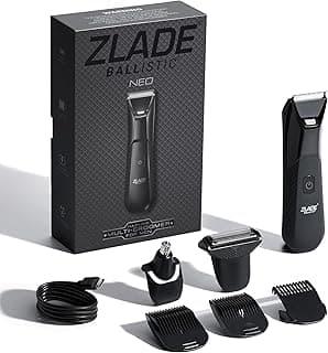 Zlade Ballistic Neo All in One Trimmer for Men, Beard, Balls, Pubic Hair & Private Parts | 3 Heads, Beard & Body + Nose & Ear + Face & Body Shaver | Waterproof, No Nicks or Cuts | 7000 RPM | 90 Mins Runtime | USB-C Charging