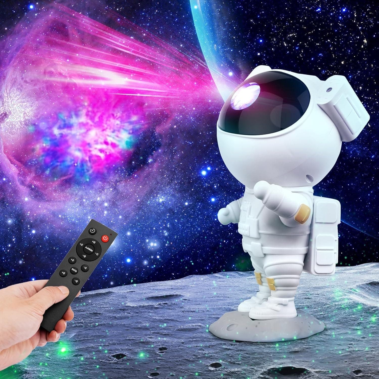 Storio Plastic Baby Toys Astronaut Galaxy Projector with Remote Control - 360° Adjustable Timer Kids Astronaut Nebula Night Light Lamp for Baby Adults Bedroom,Gaming Room,Home and Party,LED,White | Remote Control, Timer, Adjustable Head, Night Light Lamp for Bedroom, Birthday Gift for Woman