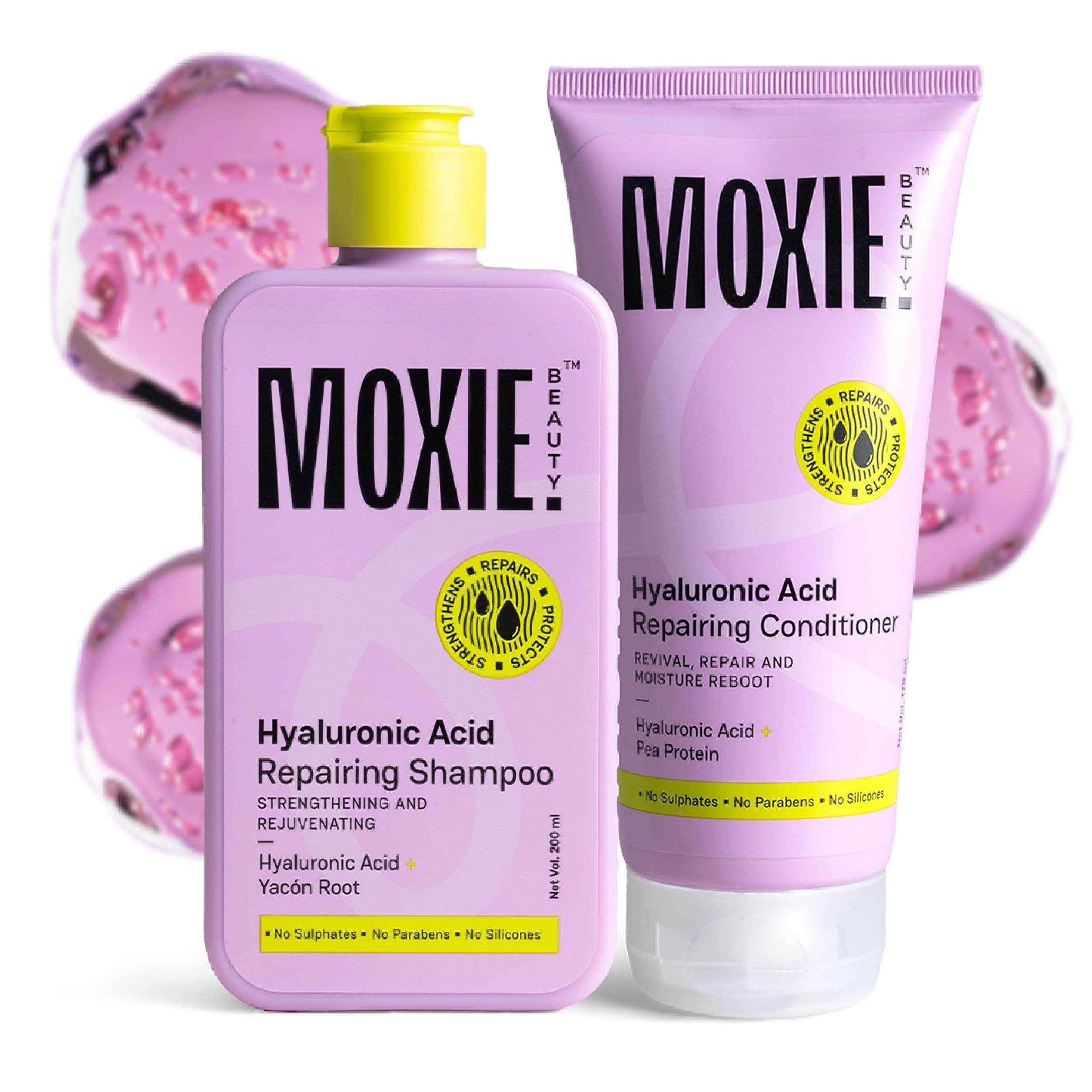 Moxie Beauty HydroRepair Wash Duo for Women & Men | Sulphate & Paraben Free Hair Shampoo and Conditioner Set | Hydrating Repair Combo for Dry, Damaged, Wavy & Frizzy Hair | Protein-Enriched with Biomimetic Peptides | Cleansing Shampoo (200ml) + Repair Conditioner (175ml)
