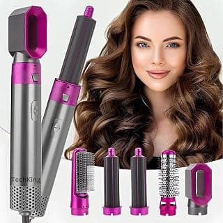 5 in 1 Hot Air Brush Hair Dryer & Volumizer, Multifunctional Hair Styler Tool for Women | Detachable Blow Dryer Brush,Professional Hair Straightener, Curler, Crimper, Auto-Wrap Rotating Comb, Negative Ion Frizz-Free Technology | Professional Salon-Quality Fast Drying, Settings For Hair & Head Relaxation at Home | Shiatsu for Hair Growth/Stress Relax